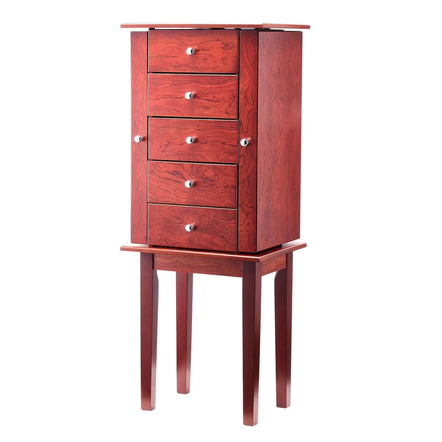 Jewelry Cabinet Armoire Standing Storage Chest with Mirror and Drawers