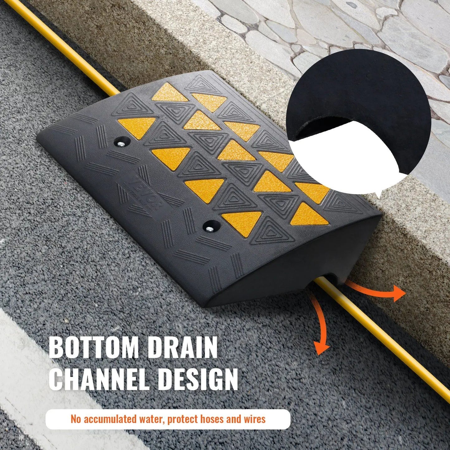 15-Ton Capacity Heavy-Duty Rubber Curb Ramp for Wheelchairs Trucks Forklifts