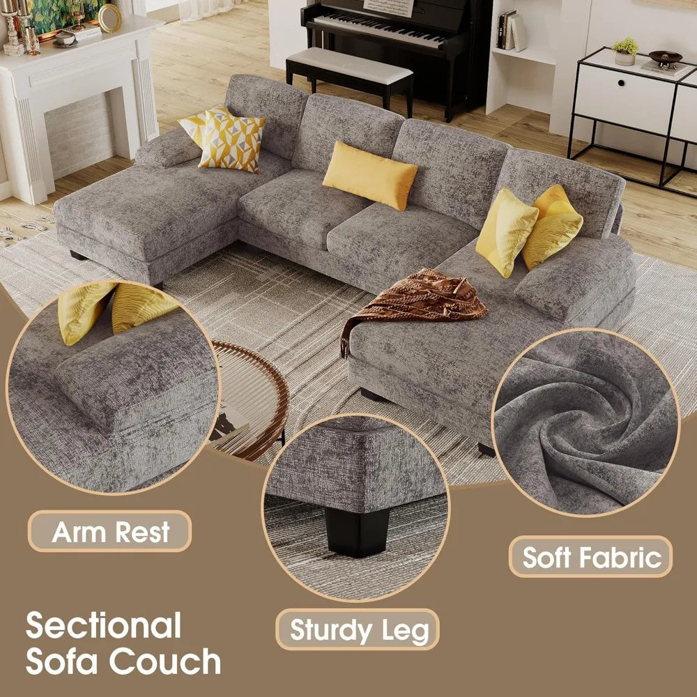 Ljustra Modern Sectional Sofa Couch U-Shaped 4 Seat Living Room