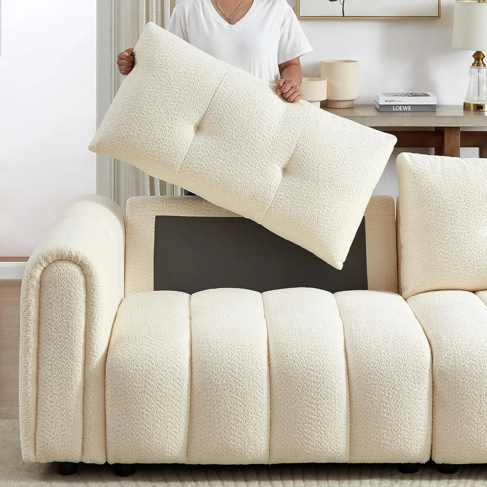 Ljustra 91.5" Boucle Cloud Sofa Modern Couch 3-Seater Living Room
