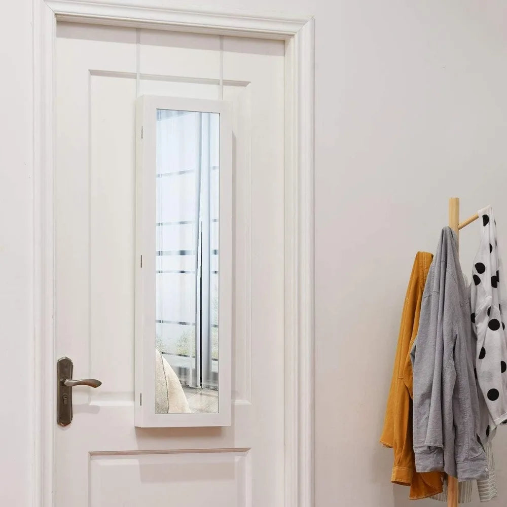 Jewelry Armoire Wall Door Mounted Full Length Mirror Jewelry Organizer