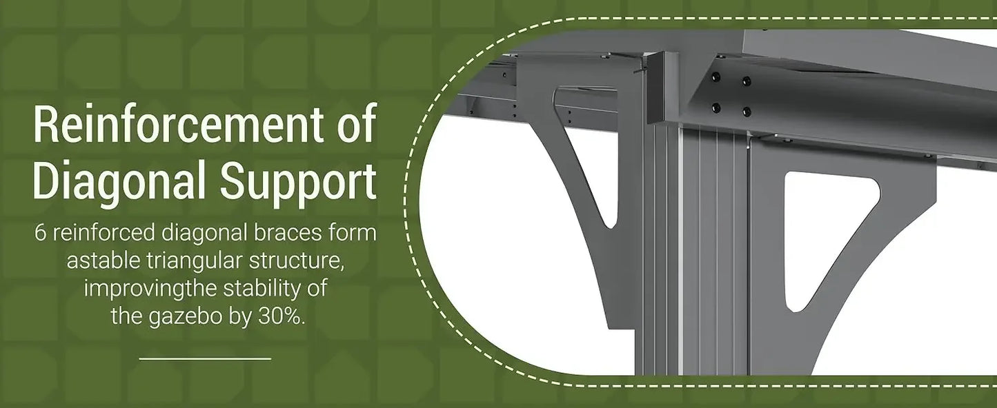 10x14 FT Wall Mounted Gazebo Aluminum Pergola Outdoor Shade Clearance