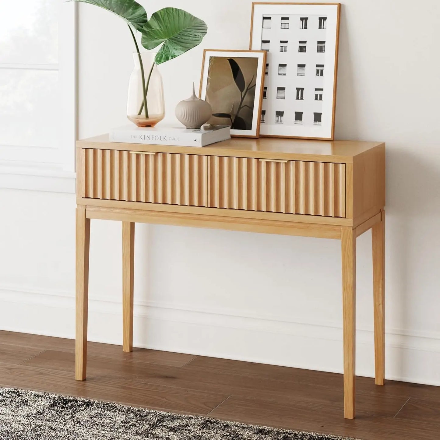 Virgo Wood Accent Storage Console Table for Entryway Living Room