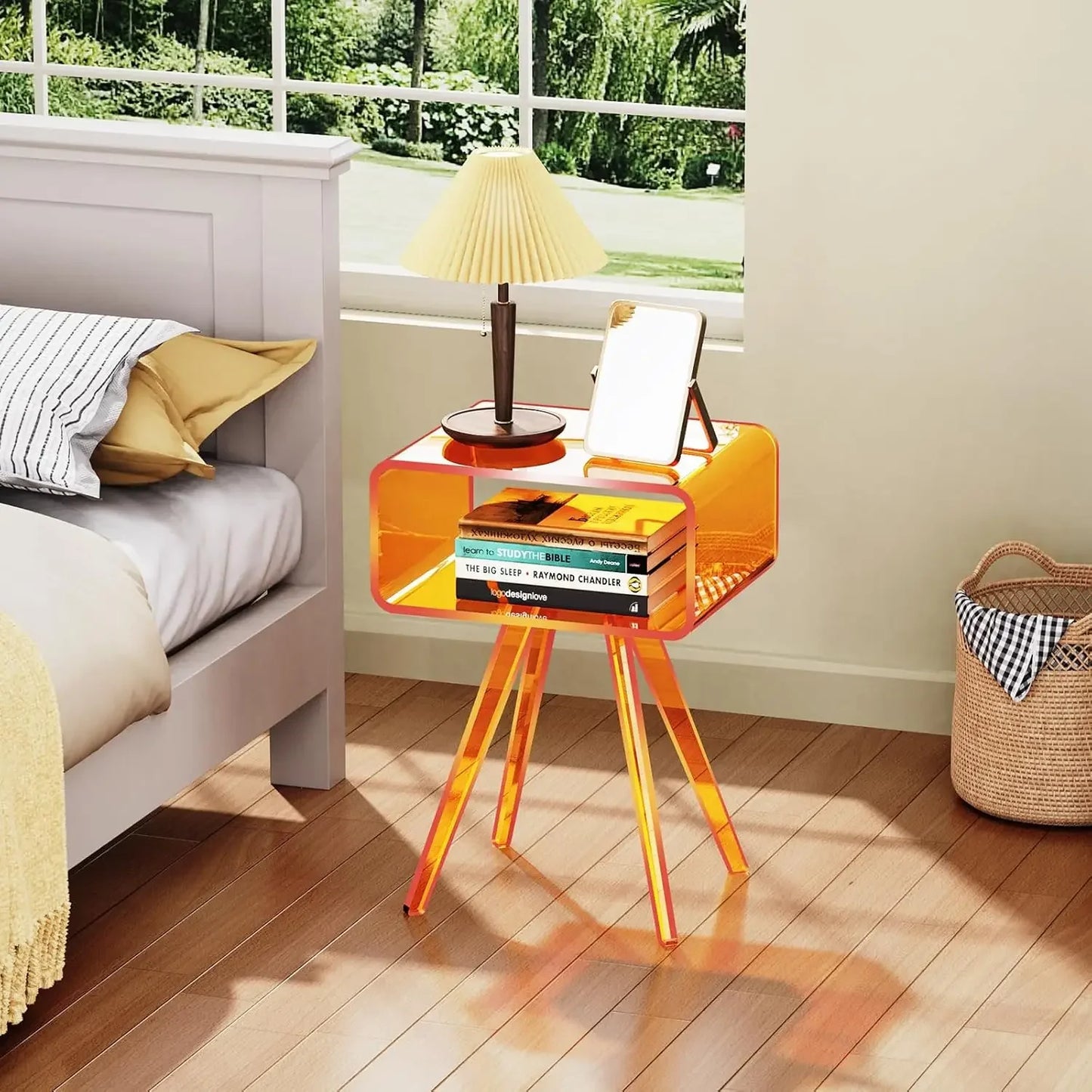 Acrylic Side Table Modern Nightstand for Bedroom Furniture 16.1'' x 11.8'' x 19.7''