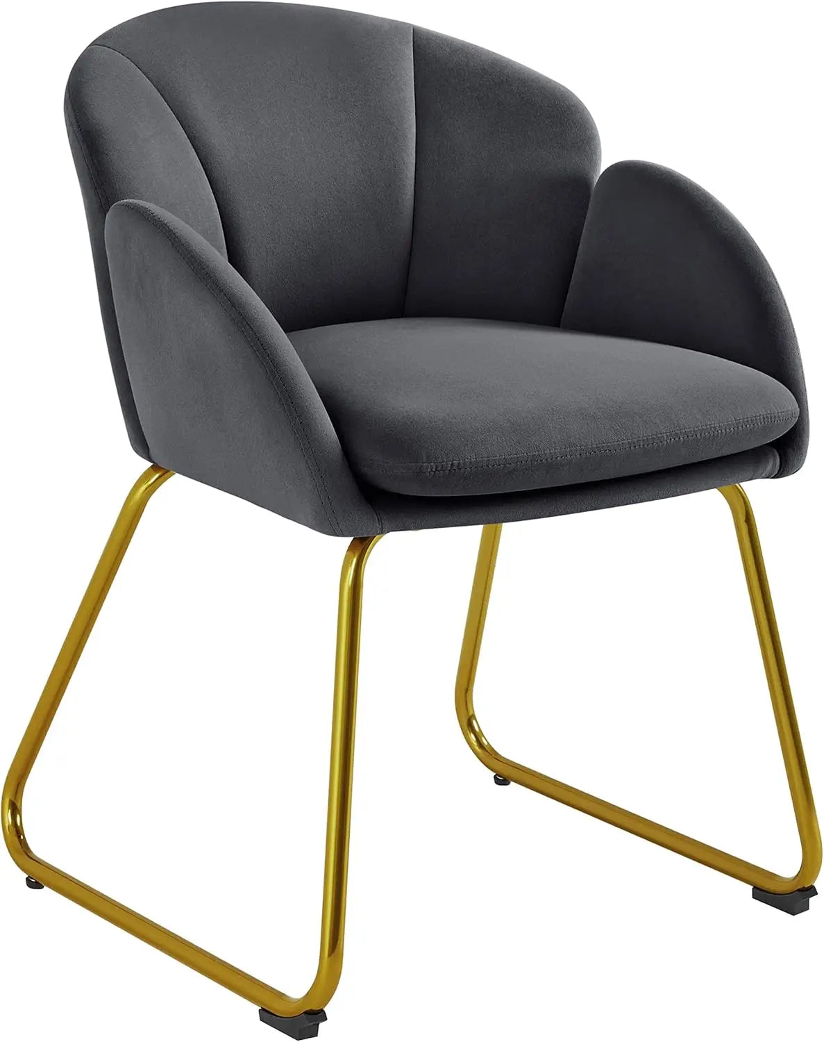Modern Flower Velvet Vanity Chair with Golden Metal Legs for Home