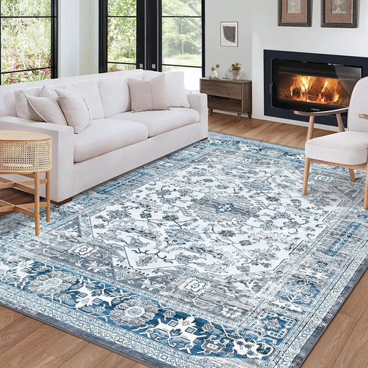 Ljustra Area Rug 122x183cm Washable Boho Entryway Doormat Vintage Carpet
