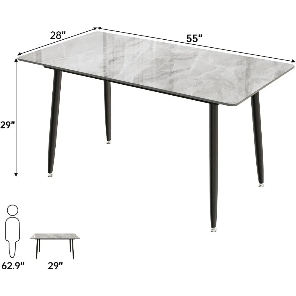 Modern Rectangular Dining Table with Sintered Stone Top for 4 People