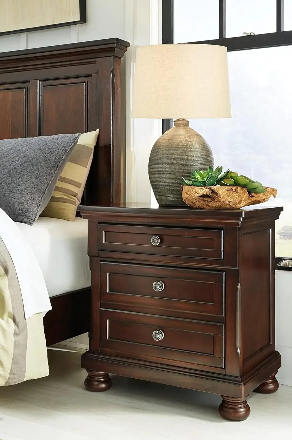 Porter Classic 2 Drawer Nightstand Modern Dovetail Construction 29.88"