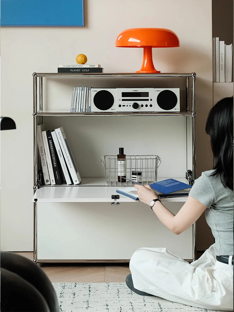 Modern Stainless Steel Storage Cabinet Sideboard for Bedroom Living Room