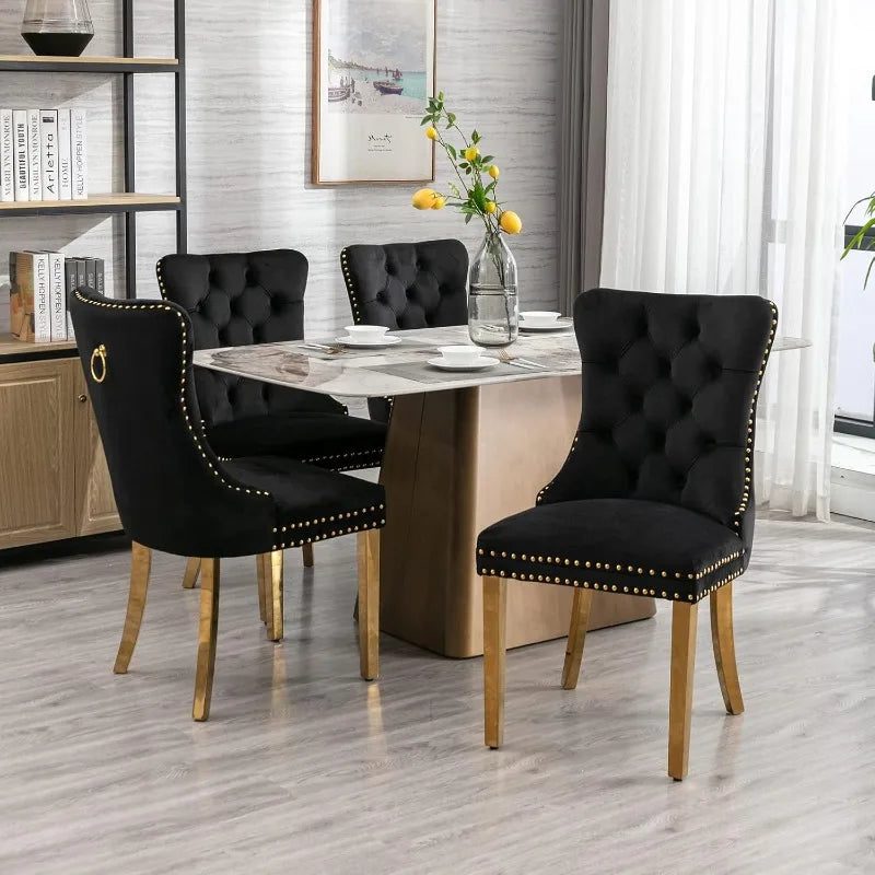 Velvet Dining Chairs Set of 2 Tufted Upholstered Kitchen Dining Chairs