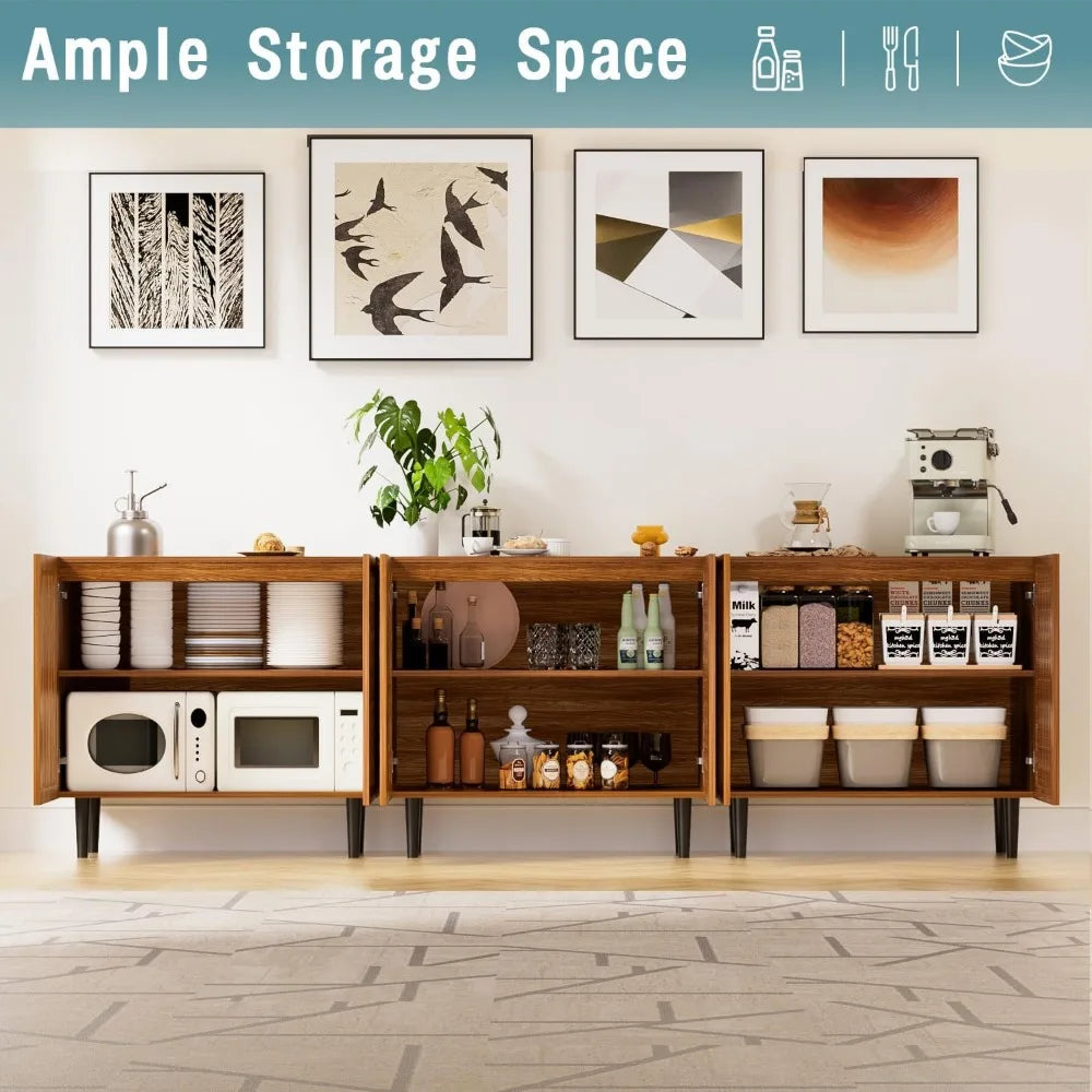 Farmhouse Storage Cabinet Set of 2 Buffet Sideboard Coffee Bar 63 Inch