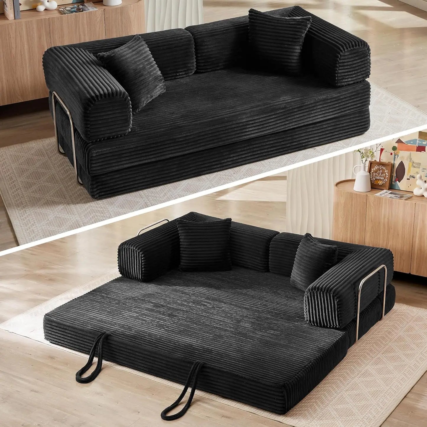 Ljustra 4-in-1 Sofa Bed Boneless Couch Oversized Corduroy Sleeper Sofa
