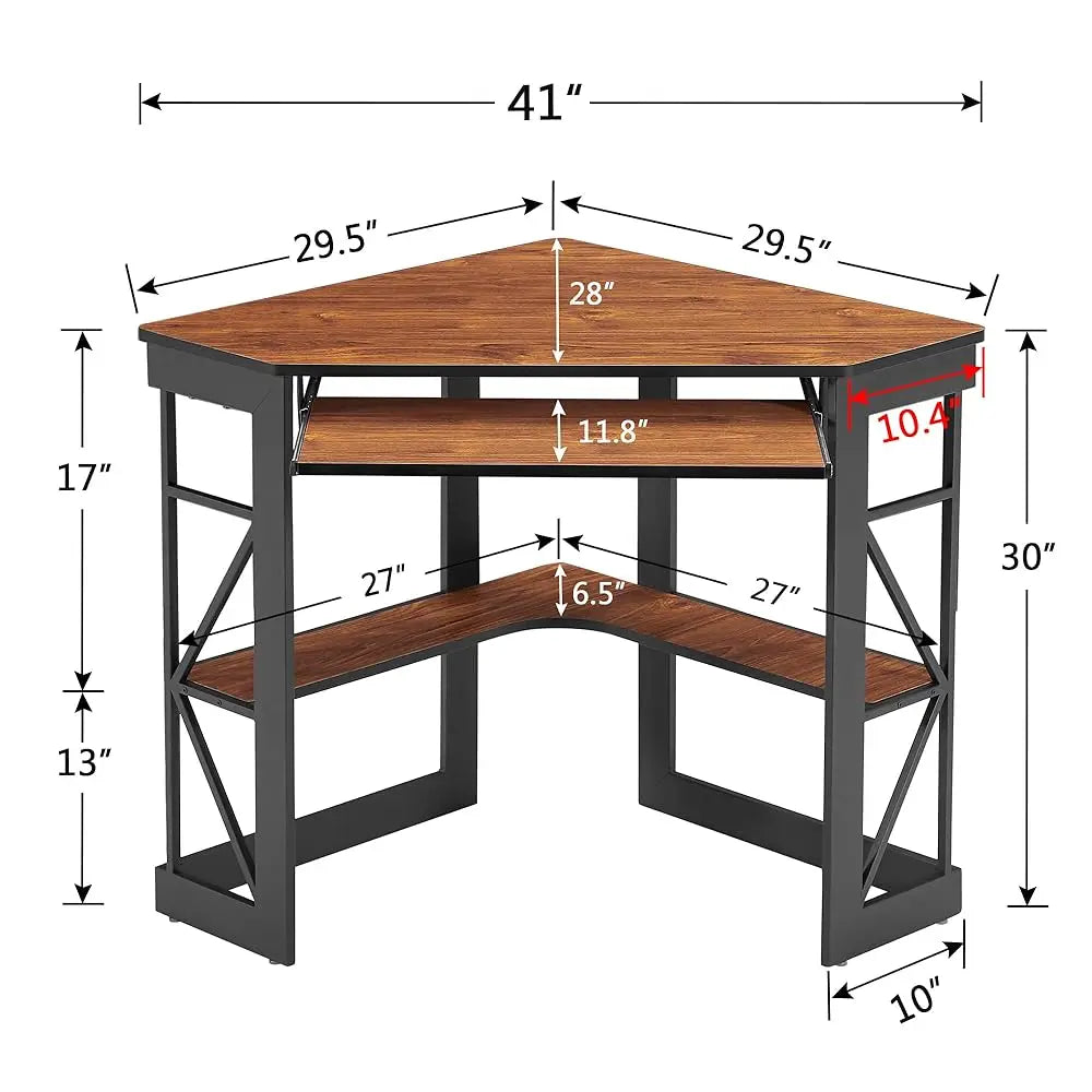 Corner Triangle Computer Desk Small Space Steel Frame Storage Table