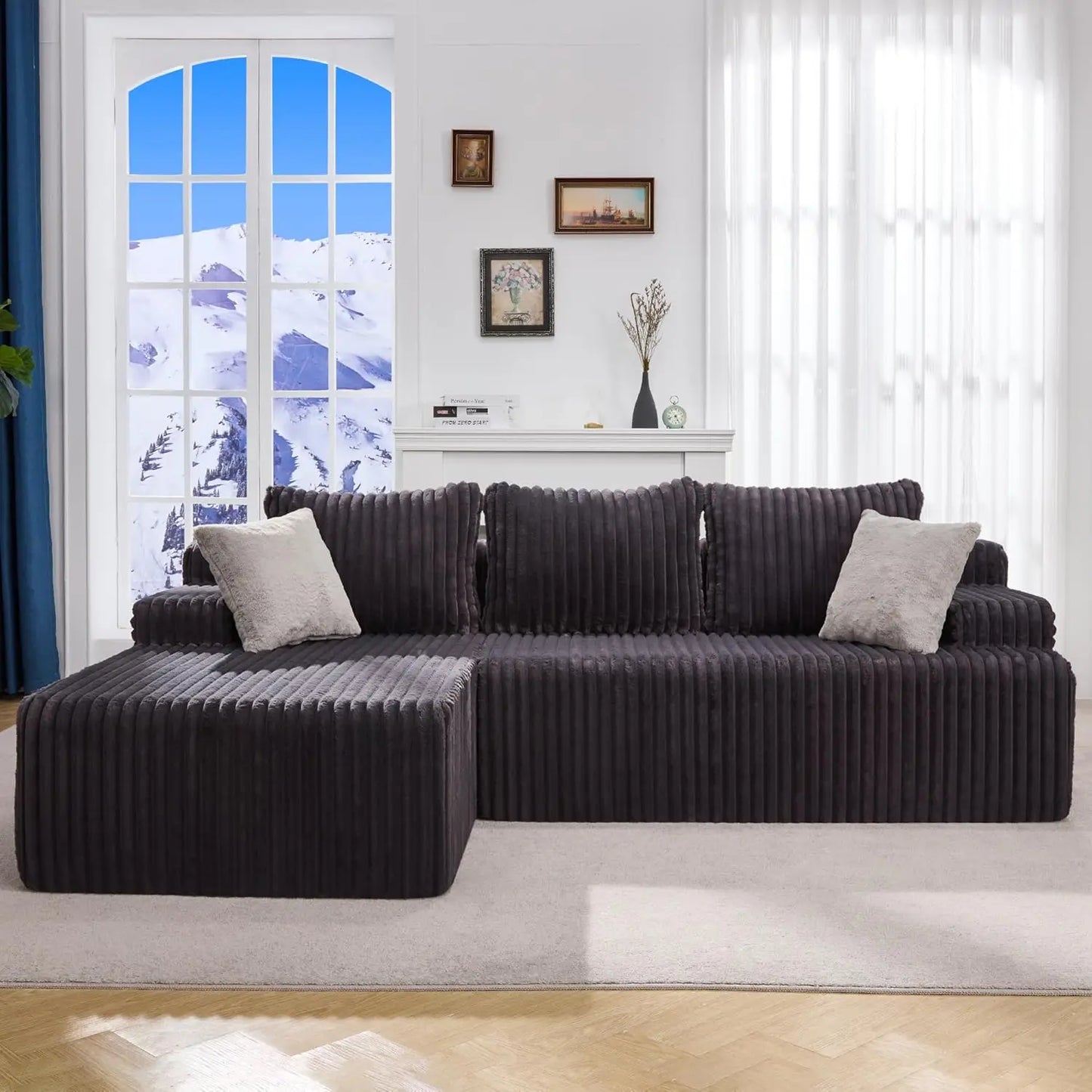 Ljustra Modular Sectional Sofa L-Shape 3 Seat Couch Memory Foam Chaise