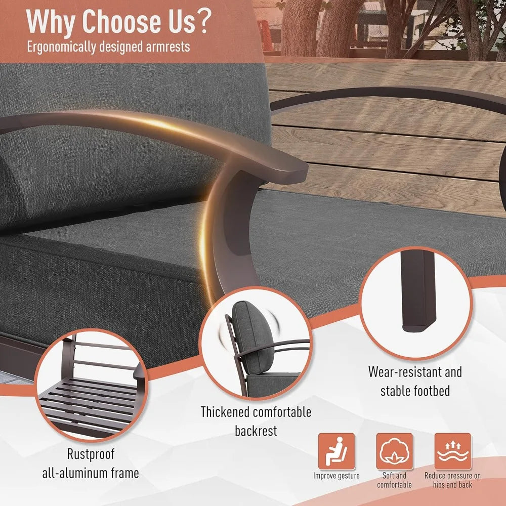 Ljustra Aluminum Patio Furniture Set 7-Seat Outdoor Conversation Set