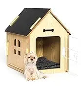 Cozy Wooden Indoor Dog House for Small Dogs and Cats with Air Vents