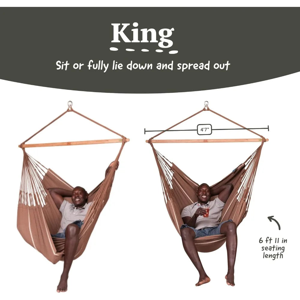 XL King Habana Cotton Hammock Chair with Suspension Kit for Indoor Use