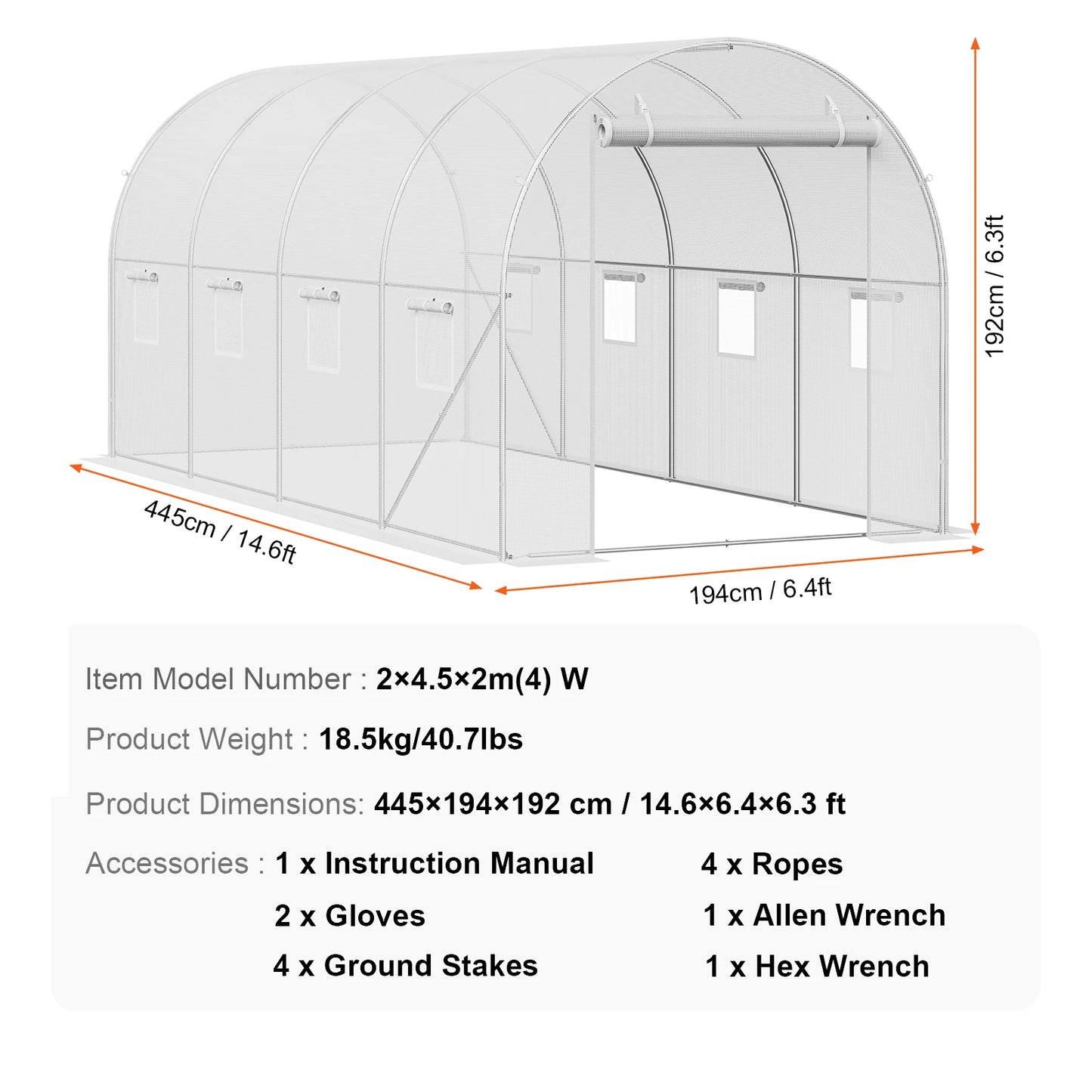 Large Walk-in Tunnel Greenhouse Heavy-Duty PE Cover Steel Frame