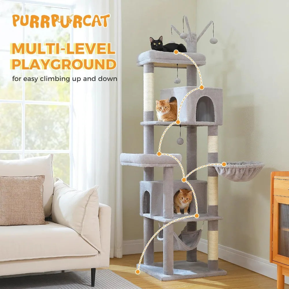 75 Inch Tall Cat Tree Tower with 2 Condos and Scratching Posts Indoor Cats