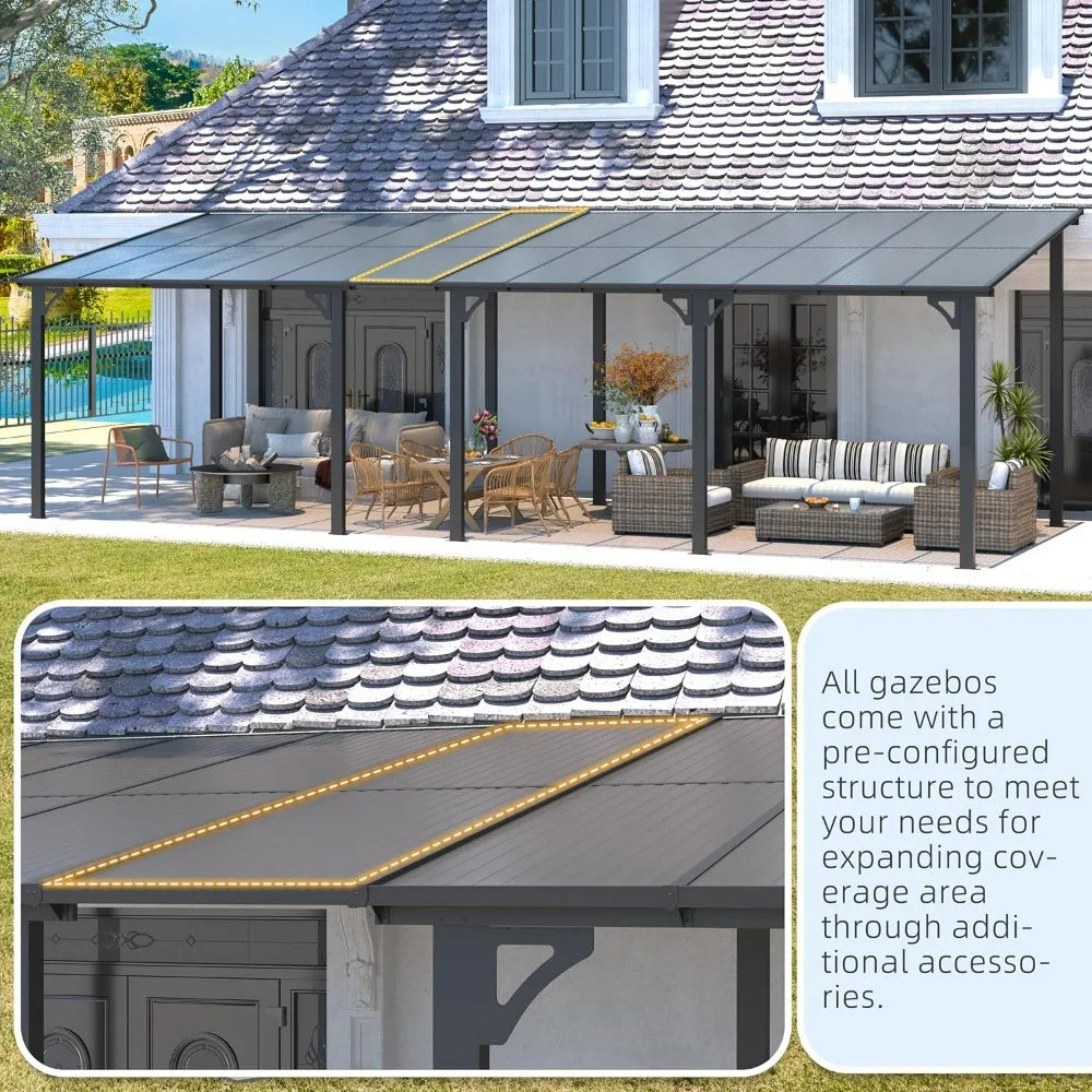 10x10 Wall Mounted Gazebo Heavy Duty Patio Pergola Outdoor Awning