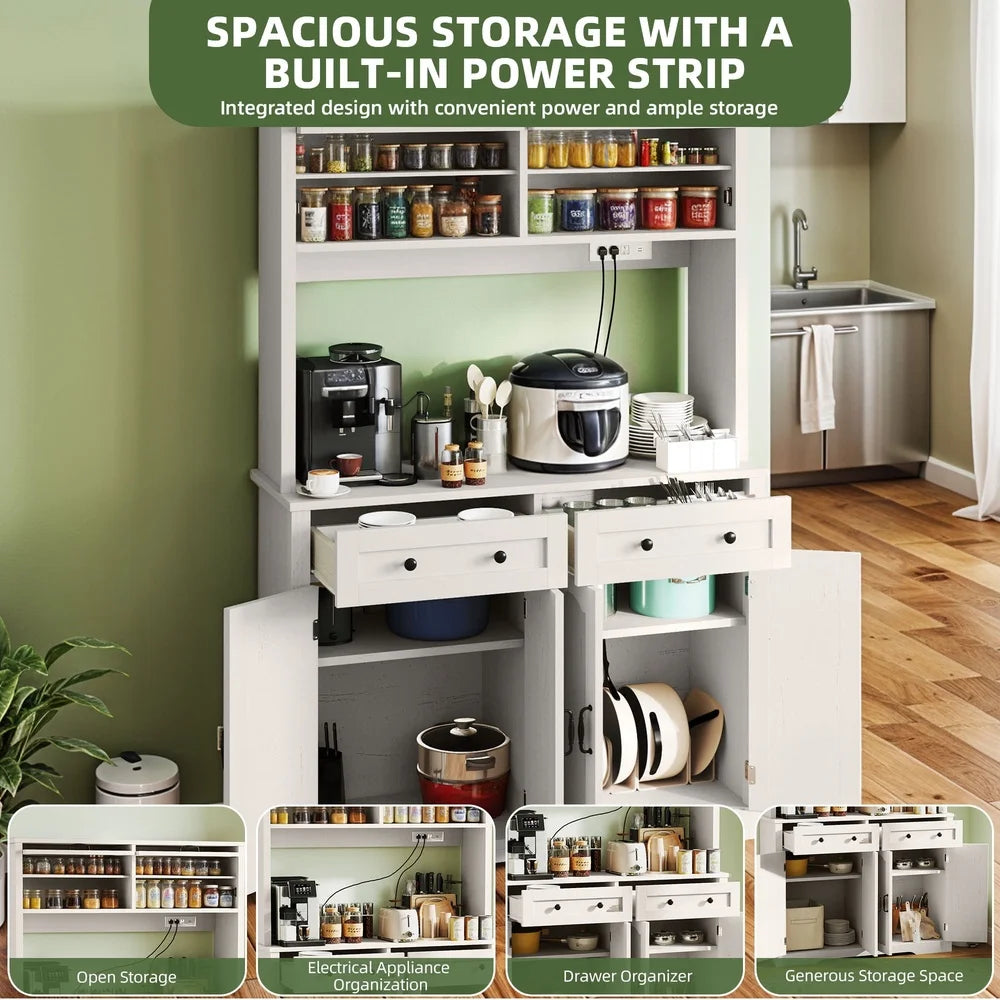 71 Inch Kitchen Pantry Cabinet with Charging Station and Storage