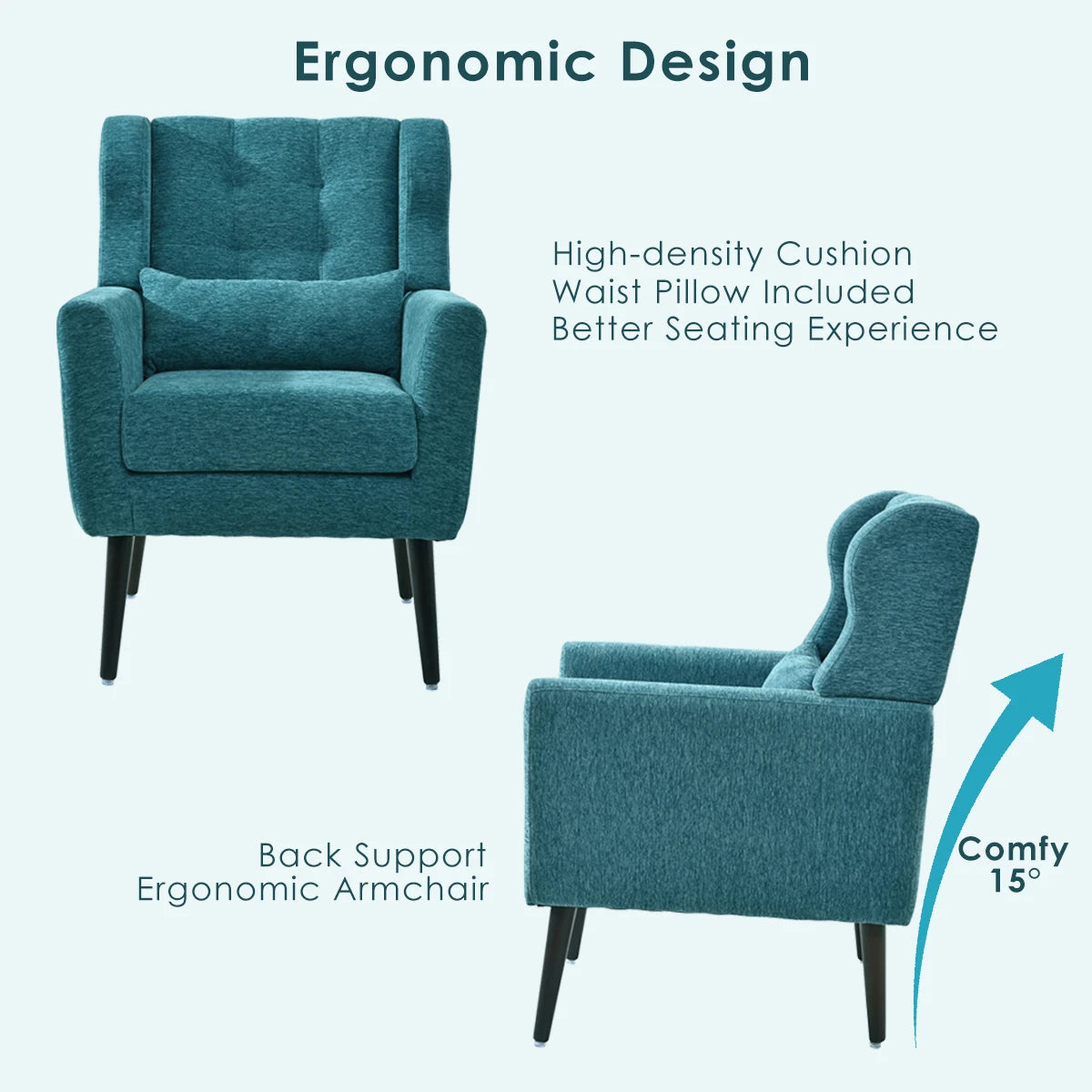 Modern Accent Chair Upholstered Foam Filled Living Room Chair