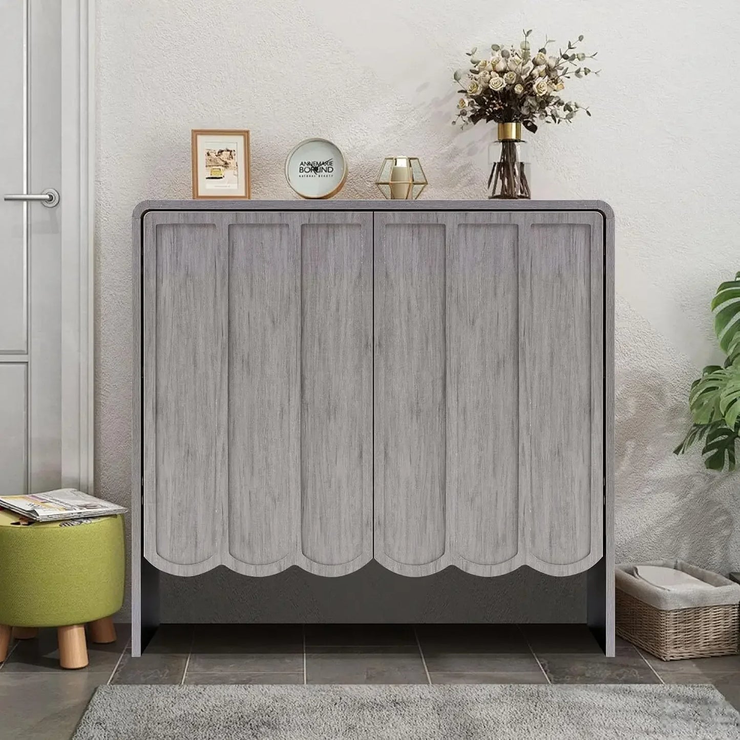 Sideboard Buffet Cabinet Set of 2 Accent Storage Cabinet Adjustable Shelves