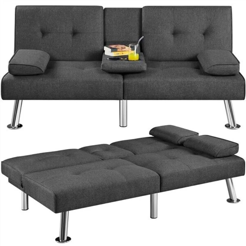 Ljustra Modern Fabric Convertible Futon Sofa Bed for Small Spaces