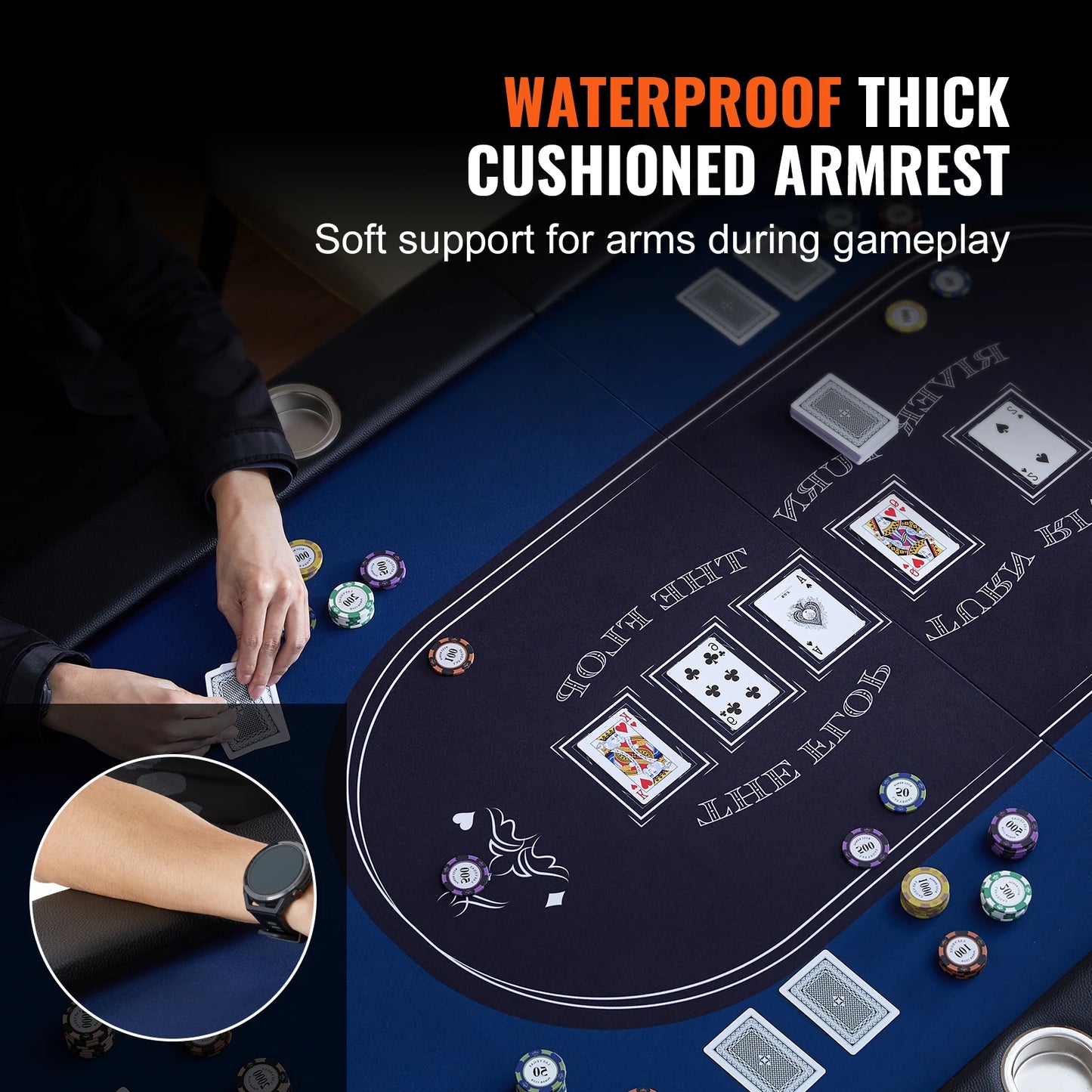 **** Ljustra Foldable Poker Table 8 Player Stainless Steel Cup Holders