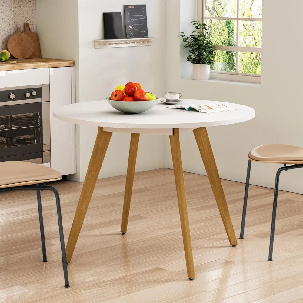 Mid Century Modern Dining Table Solid Wood Legs for Kitchen Living Room