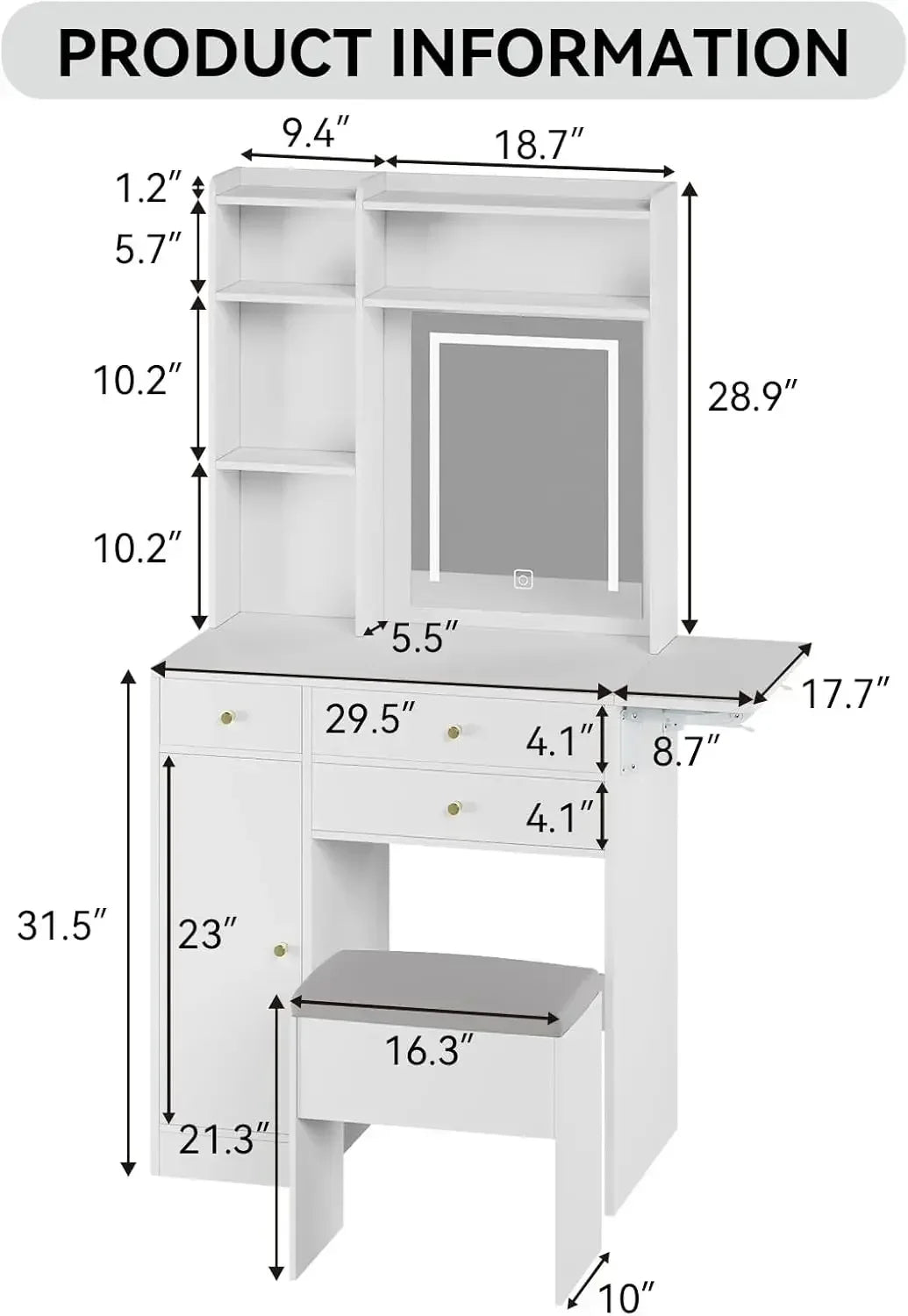 Best Seller Vanity Desk with Mirror and Lights Storage Makeup Dressing Table
