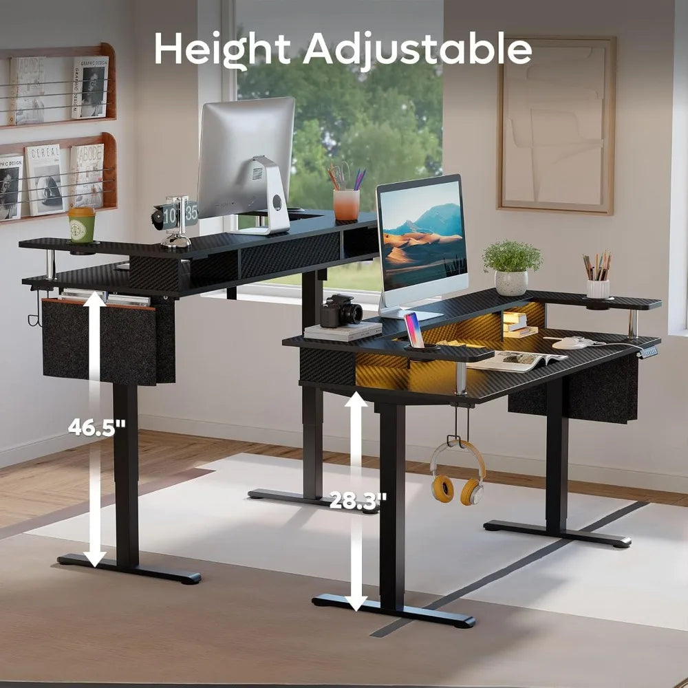 LED Electric Standing Desk Adjustable Height Ergonomic Home Office