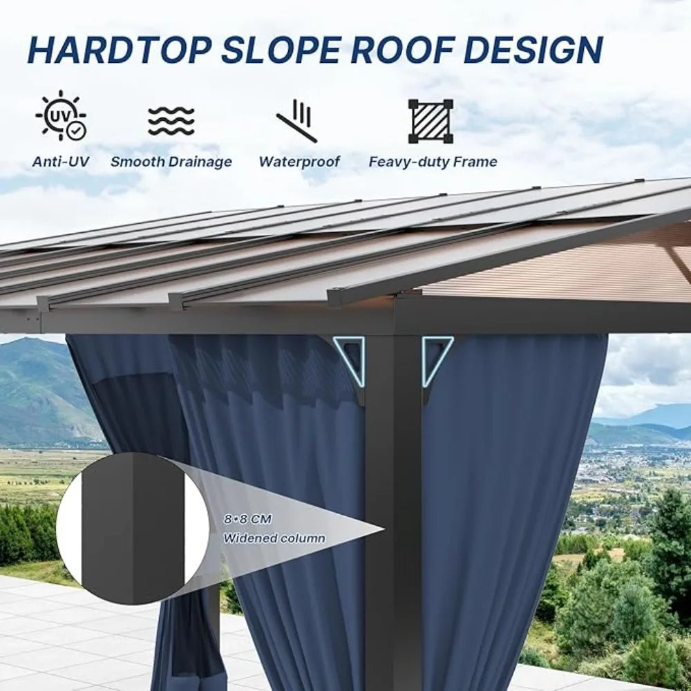 Ljustra 10FTx12FT Outdoor Wall-Mounted Pergola Metal Frame Gazebo