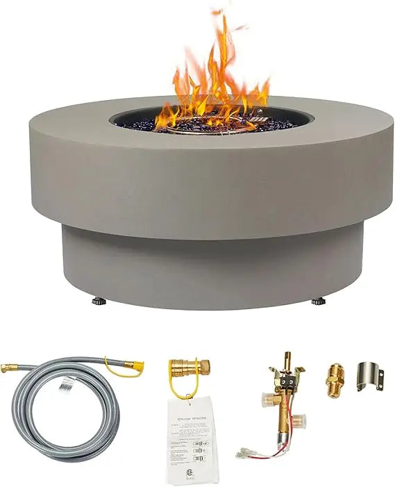 32.5 Inch Outdoor Gas Fire Pit Table with Natural Gas Conversion Kit