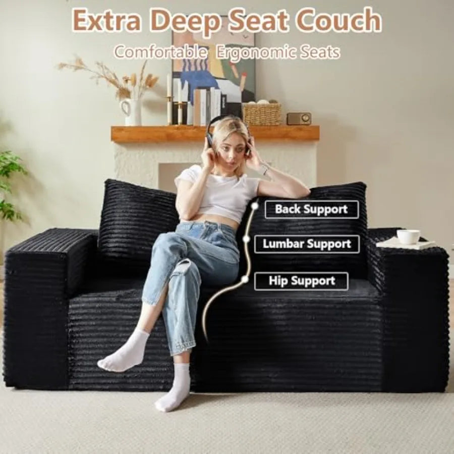 71 Boneless Couch Loveseat Sofa Comfy Deep Seat Cloud Couch Memory Foam