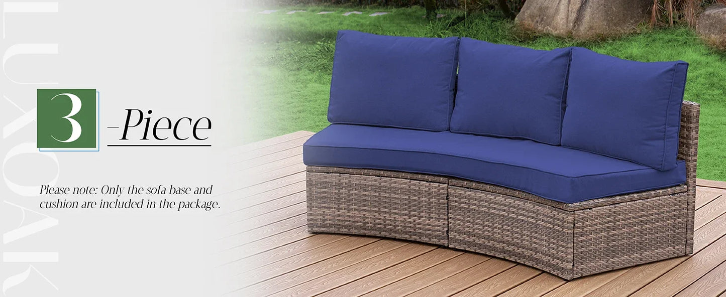 Ljustra 3 Piece Half-Moon Sectional Outdoor Sofa Set with Cushions