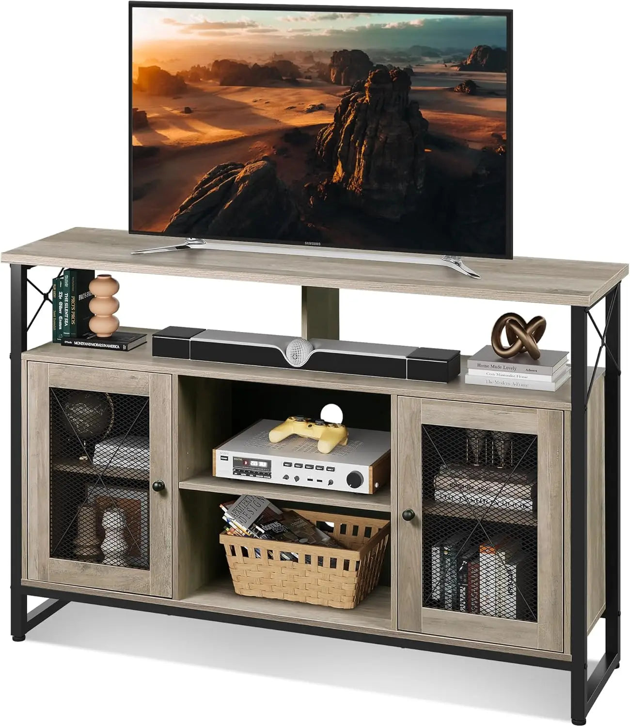 Tall TV Stand for 55 Inch TV Farmhouse Industrial Entertainment Center