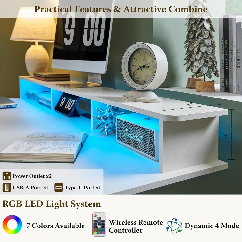 60 Inch Height Adjustable Electric Gaming Desk with RGB LED Lights