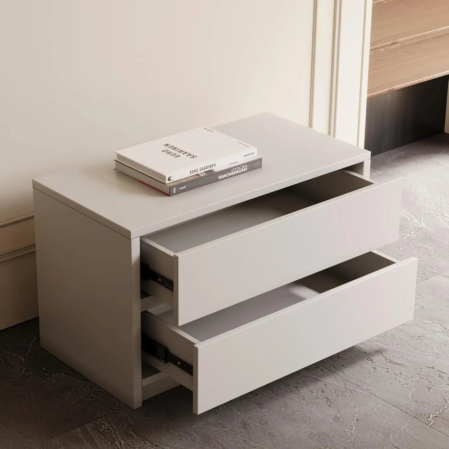 Modern 2-Drawer Side Cabinet Versatile Storage Nightstand Sofa Table