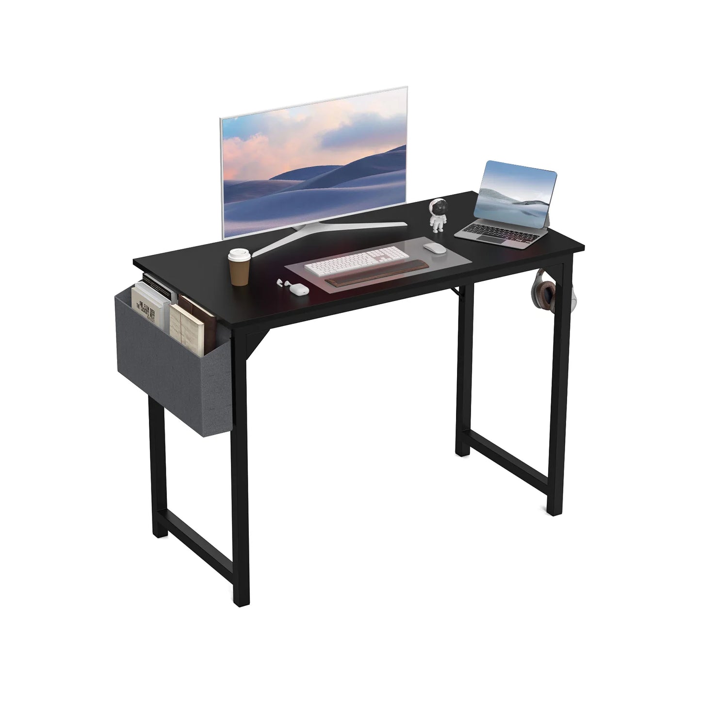 Ljustra Modern Compact Computer Desk with Storage and Headphone Hook