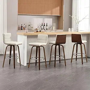 Bar Stools 26 Inch Set of 4 Swivel PU Leather Modern Counter Stools