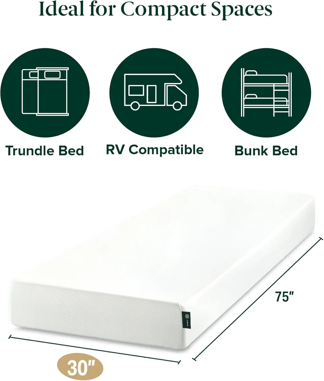 Ljustra 6 Inch Green Tea Memory Foam Mattress for Bunk Trundle Bed