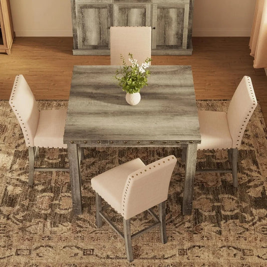 42 Inch Rustic Counter Height Dining Table for 4-6 People