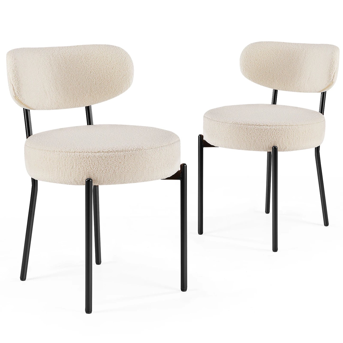 Ljustra Ergonomic Round Dining Chairs Set of 2 Plush Fabric Kitchen Chairs