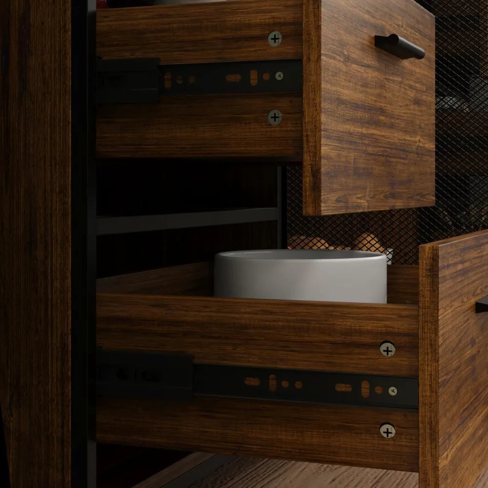 Large Kitchen Hutch Pantry Cabinet Metal Frame Storage Cupboard