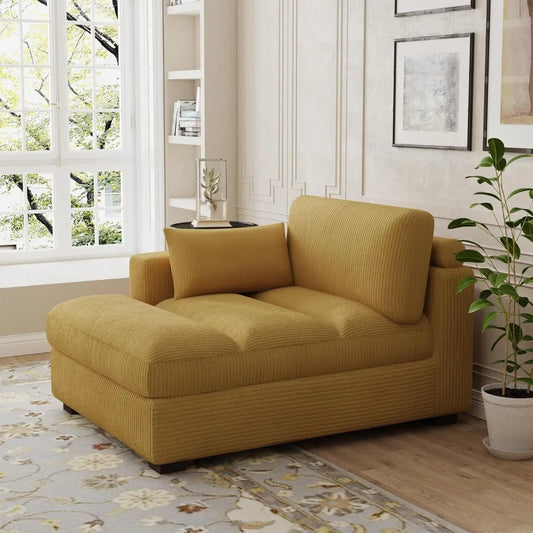 Oversized Corduroy Chaise Lounge Chair with Cushion Indoor Recliner