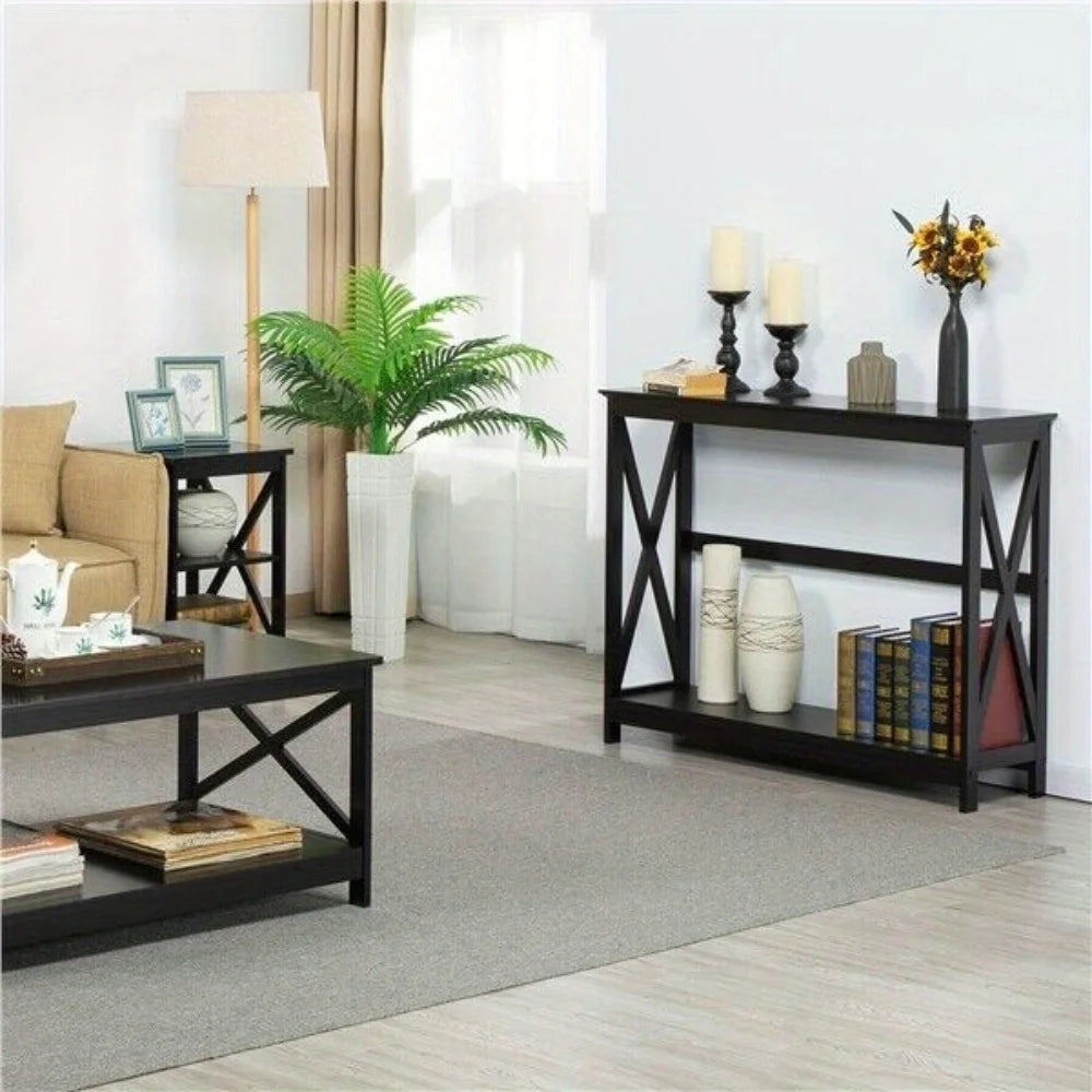 Console Table 2 Tier Behind Sofa Entryway Accent Table for Living Room