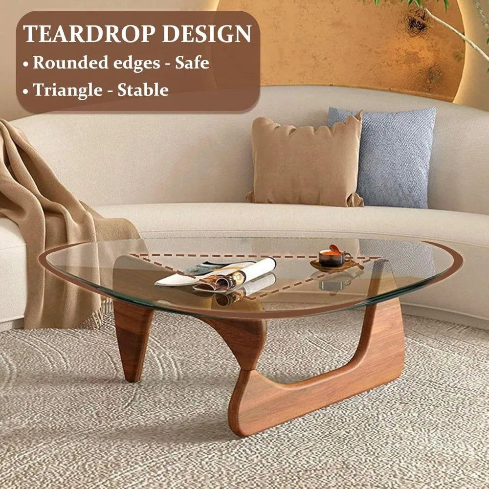 Triangle Glass Coffee Table Modern Abstract End Table for Living Room
