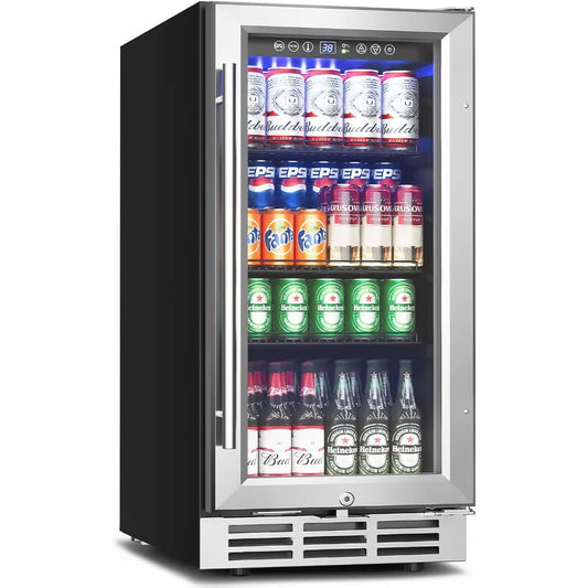 15 Inch Beverage Refrigerator Under Counter 126 Cans Built-in Fridge