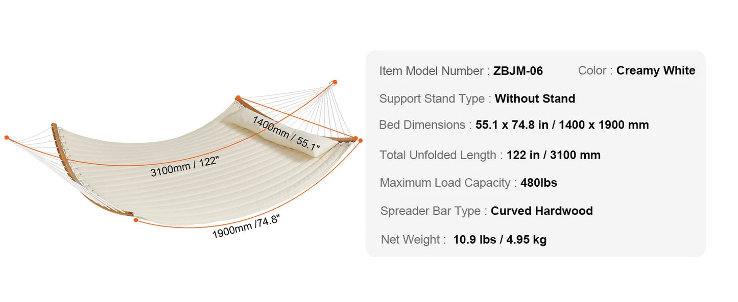 Ljustra Double Hammock with Stand Pillow Portable Outdoor Relaxation